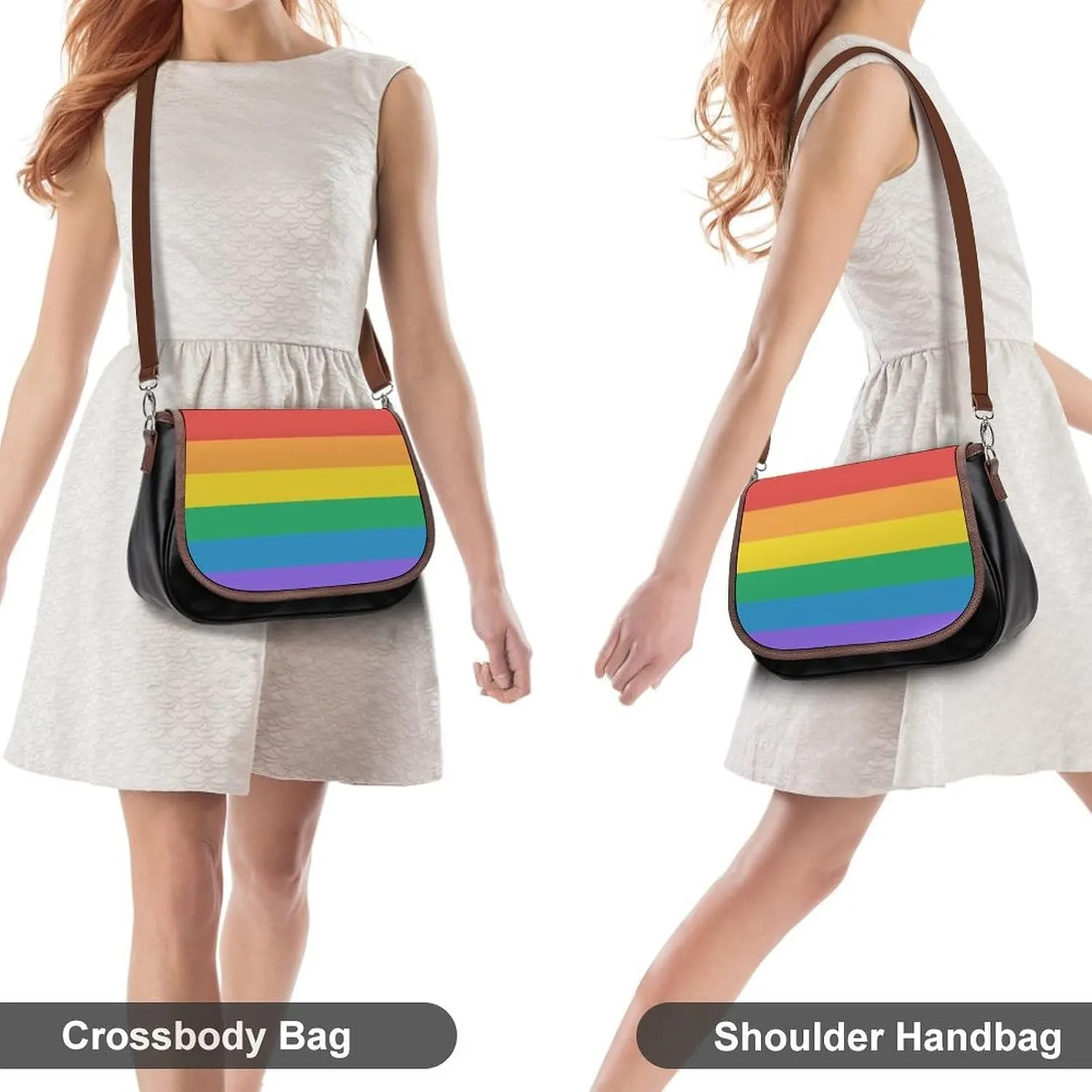 Mother Pearl Tiles Leather Shoulder Bag with Detachable Shoulder Strap Versatile for Daily Use