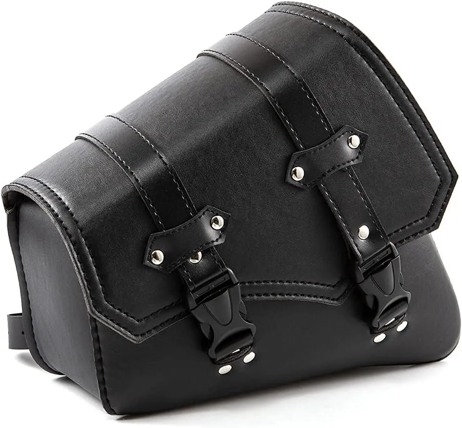 Motorcycle Swingarm Bag, Motorcycle Side Tool Bag Left Side Universal PU Leather Waterproof Saddle Bag