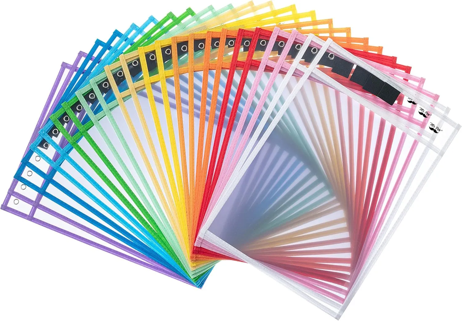 Mr. Pen- Dry Erase Pocket Sleeves, 24 Pack, 10"x14", Colorful, Dry Erase Pockets Reusable Sleeves, Job Ticket Holders with Marker Holder & Metal Eyelet