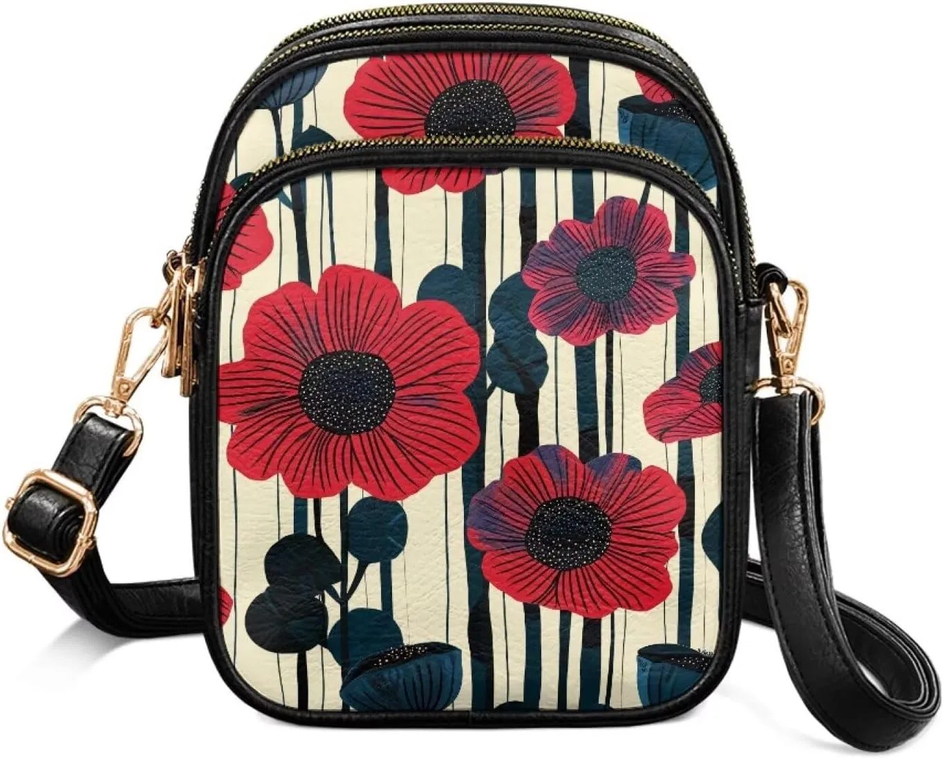 Multi Pocket PU Leather Casual Crossbody Bag for Women
