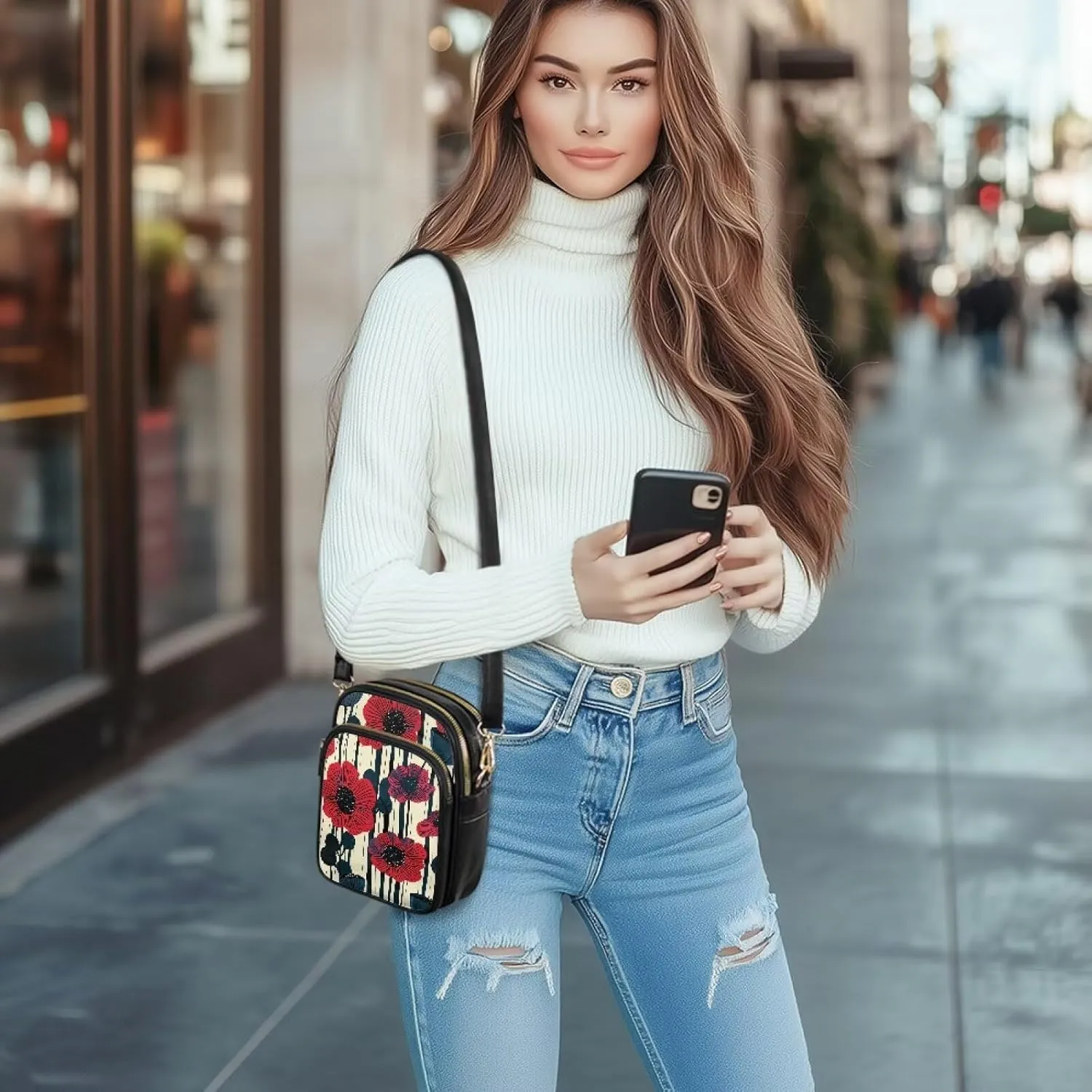 Multi Pocket PU Leather Casual Crossbody Bag for Women
