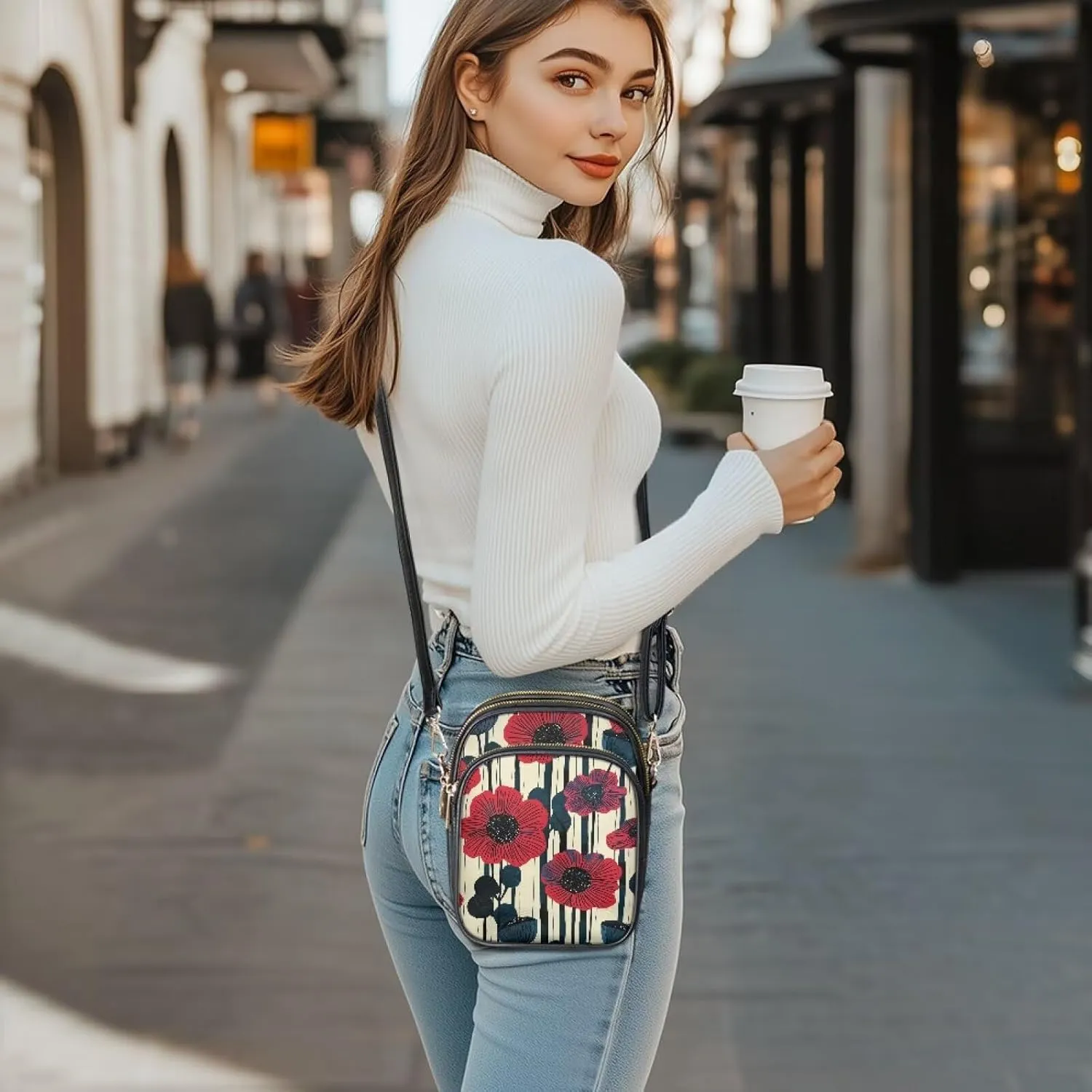 Multi Pocket PU Leather Casual Crossbody Bag for Women