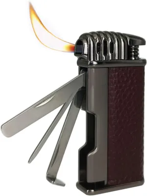 Multifunctional Lighter, Angled Soft Flame Lighter， Flame Adjustable Refillable Butane Lighters， for Candle, Fireworks, Kitchen, Outdoor, Hiking, etc. (Black)