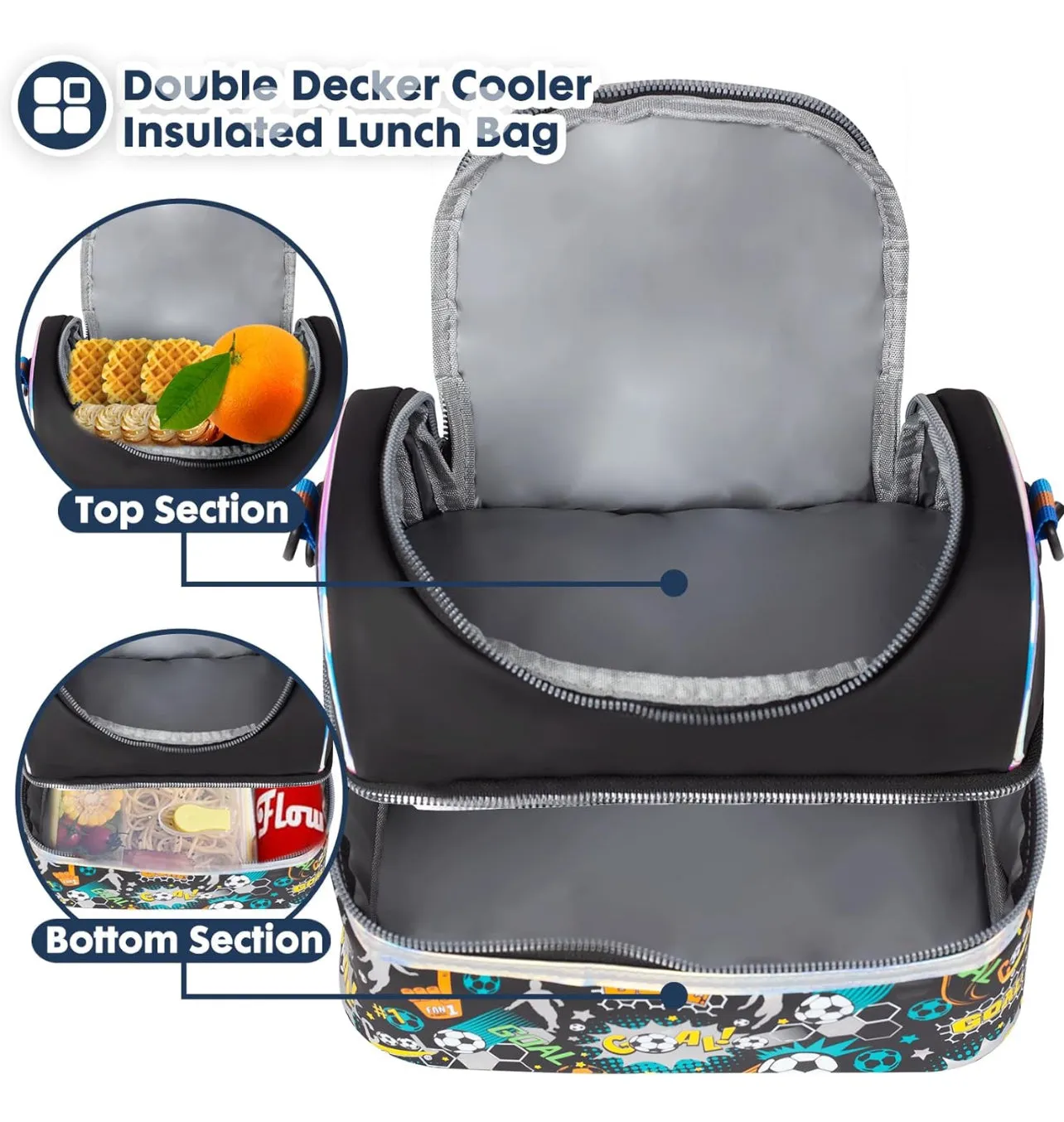 Multipurpose Double Decker Insulated Bag For Kids - Luxury Quality