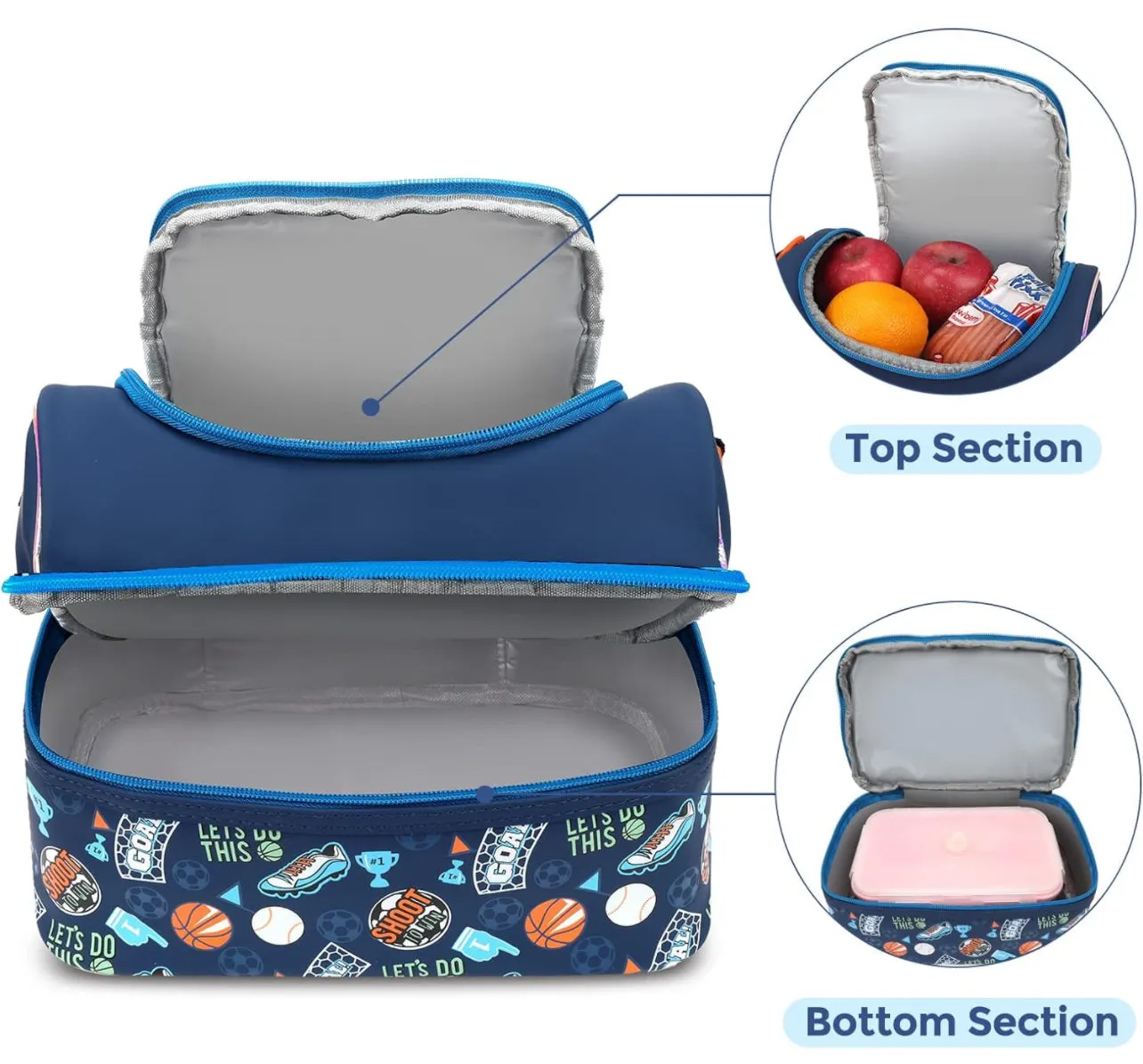 Multipurpose Double Decker Insulated Bag For Kids - Luxury Quality