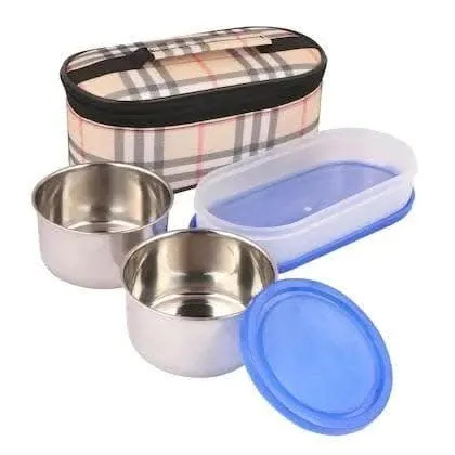 Multispace HUM TUM Lunch Box with 2 Round Containers & 1 Oval Container Perfect For Office Use 3 Containers Lunch Box (750 ml)