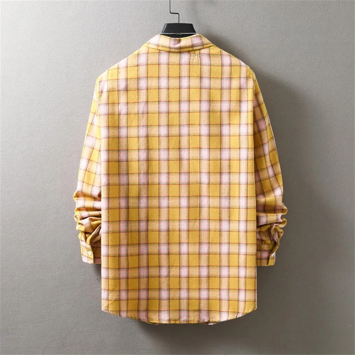 Muscularfit Men's Casual Plaid Shirts Relaxed Fit Long Sleeve Shacket Shirt Coat Button Down Coat Trendy Fall Outdoor Shirts