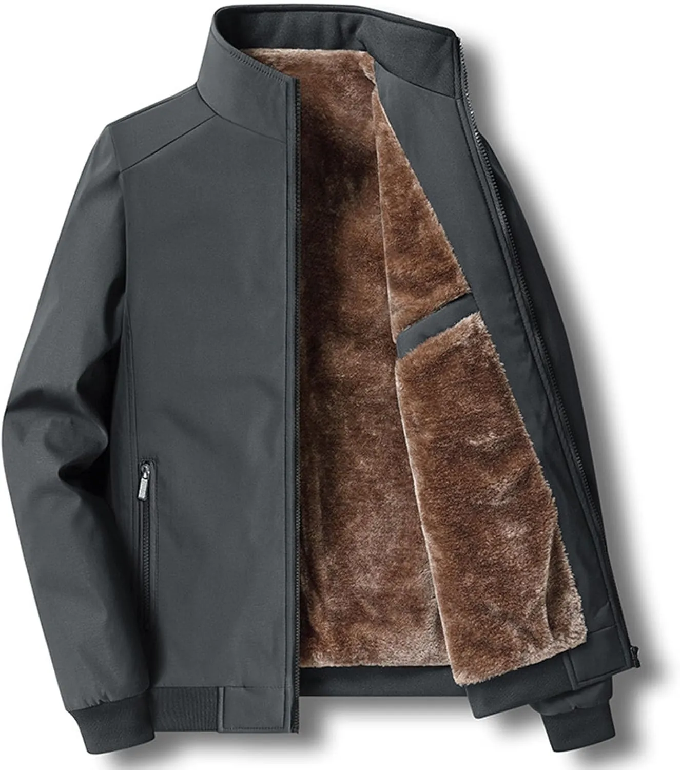 Muscularfit Mens Fall and Winter Warm Jackets Lightweight Stand Collar Windproof Puffer Jacket Casual Zip Up Padded Warm Coat