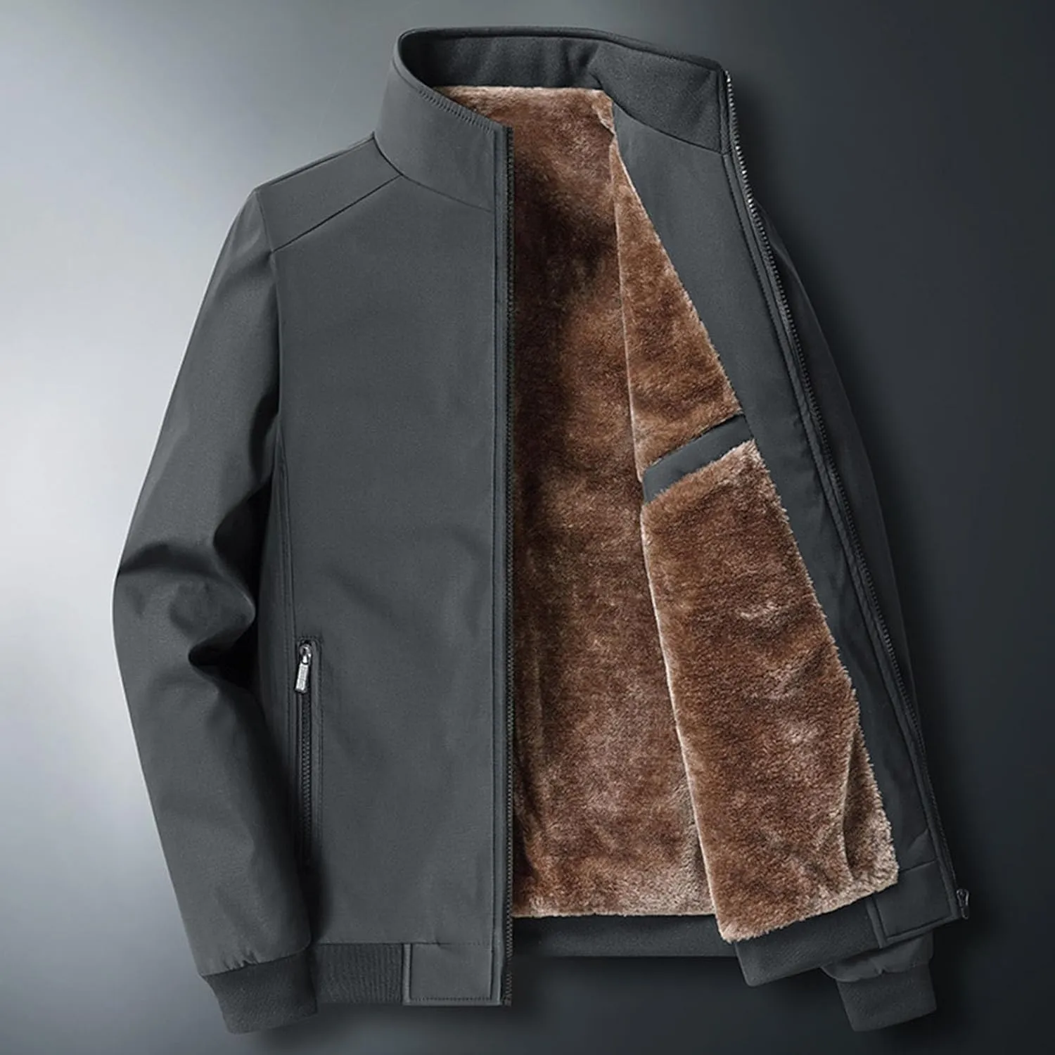 Muscularfit Mens Fall and Winter Warm Jackets Lightweight Stand Collar Windproof Puffer Jacket Casual Zip Up Padded Warm Coat