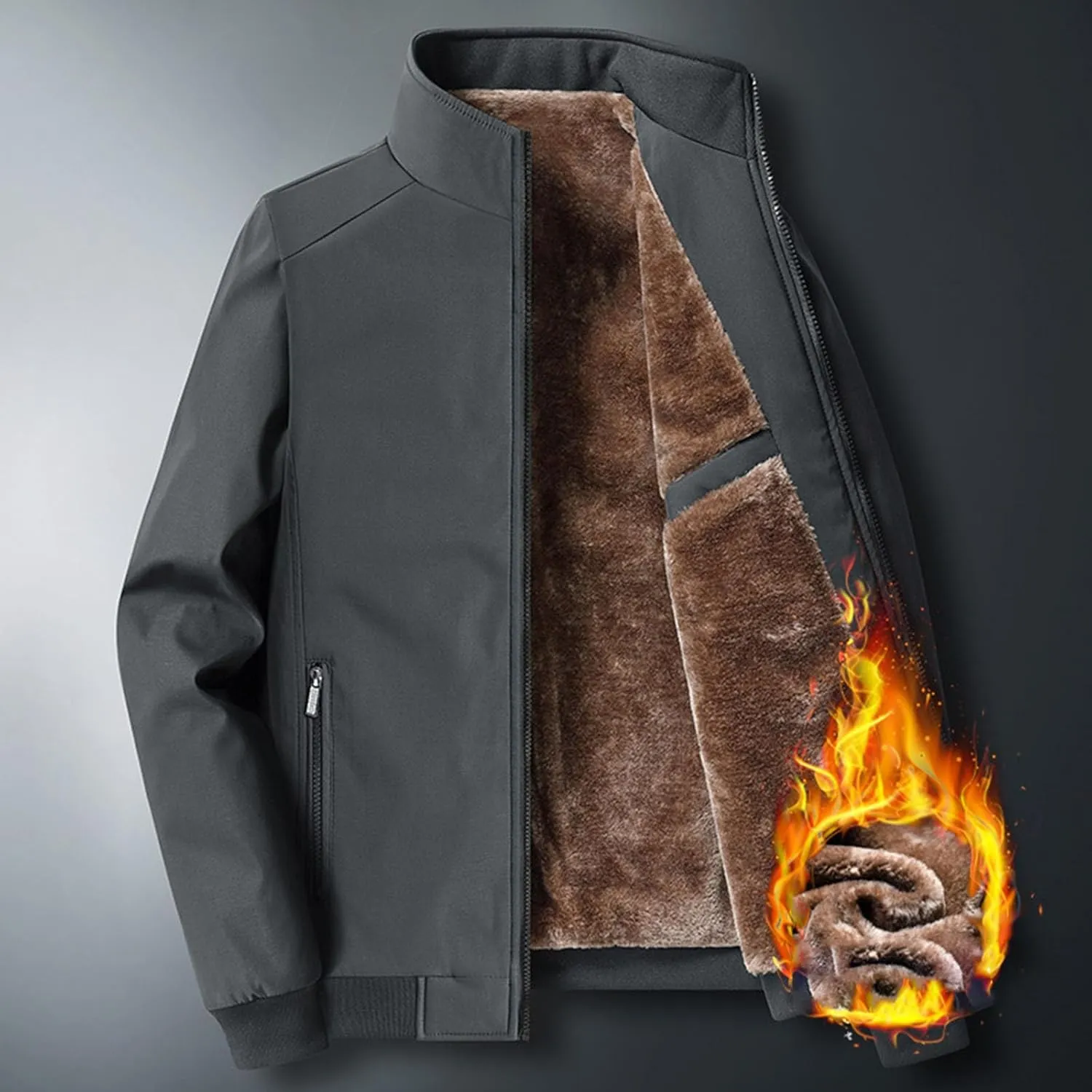 Muscularfit Mens Fall and Winter Warm Jackets Lightweight Stand Collar Windproof Puffer Jacket Casual Zip Up Padded Warm Coat