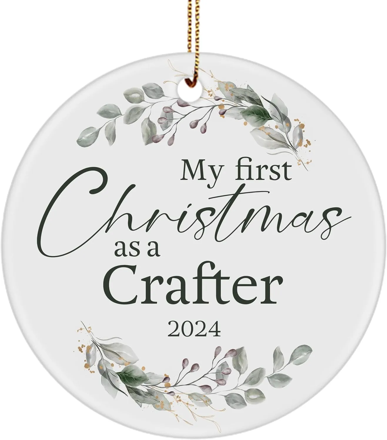 My First Christmas as a Crafter 2024 Ornament Round Circle Merry Xmas Gifts for Leather Jewelry Woodcrater Lenscrafter Manager Happy New Year 2025 Party Decoration Tree Hanging