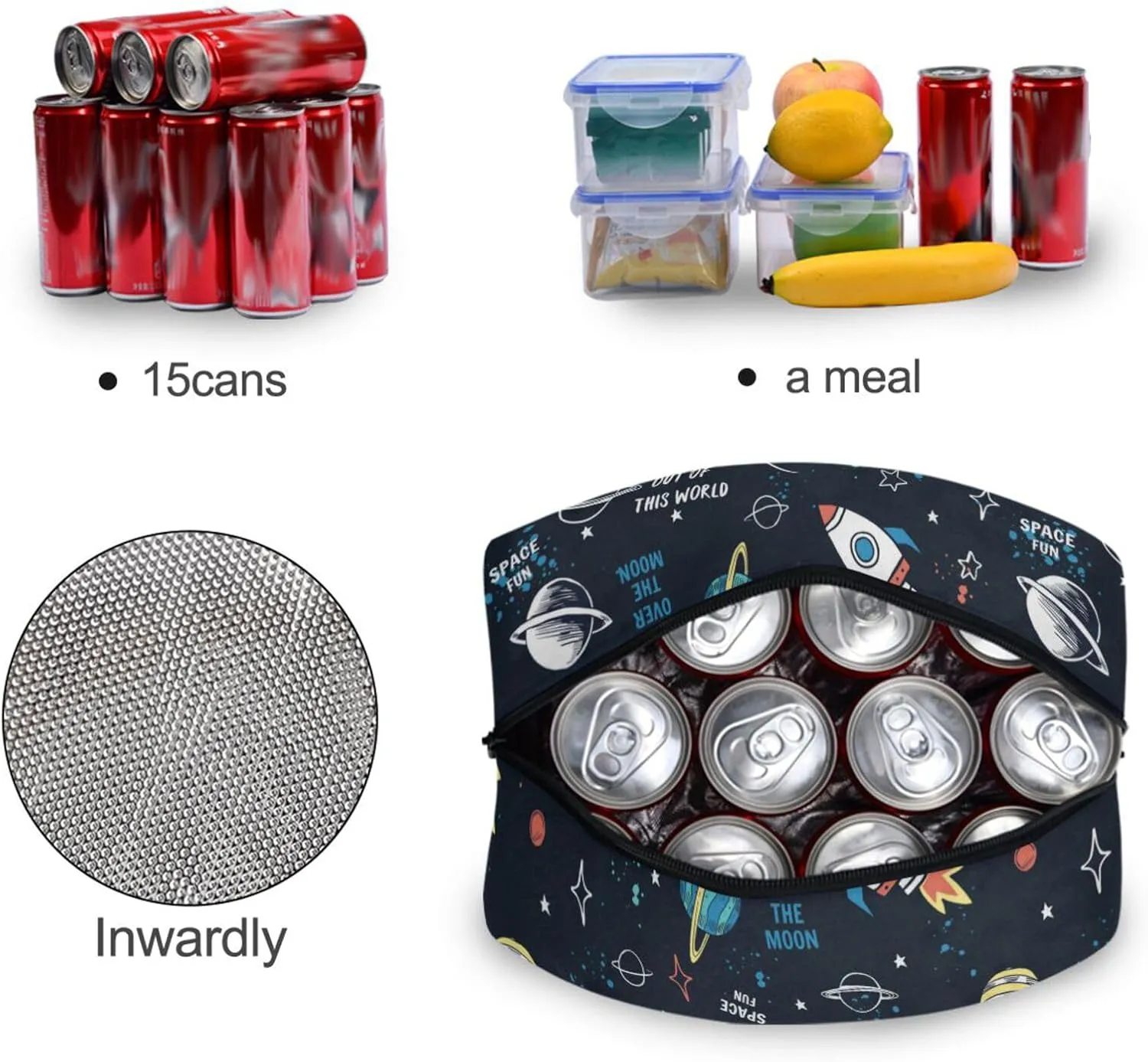 Naanle Custom Lunch Bag Lunch Box Insulated Lunch Bag for Kids Hot and Cold Personalized Name Galaxy Spacecraft Lunch Tote Bag Leakproof Thermal Cooler Handbag Lunch Bag for School Office Travel