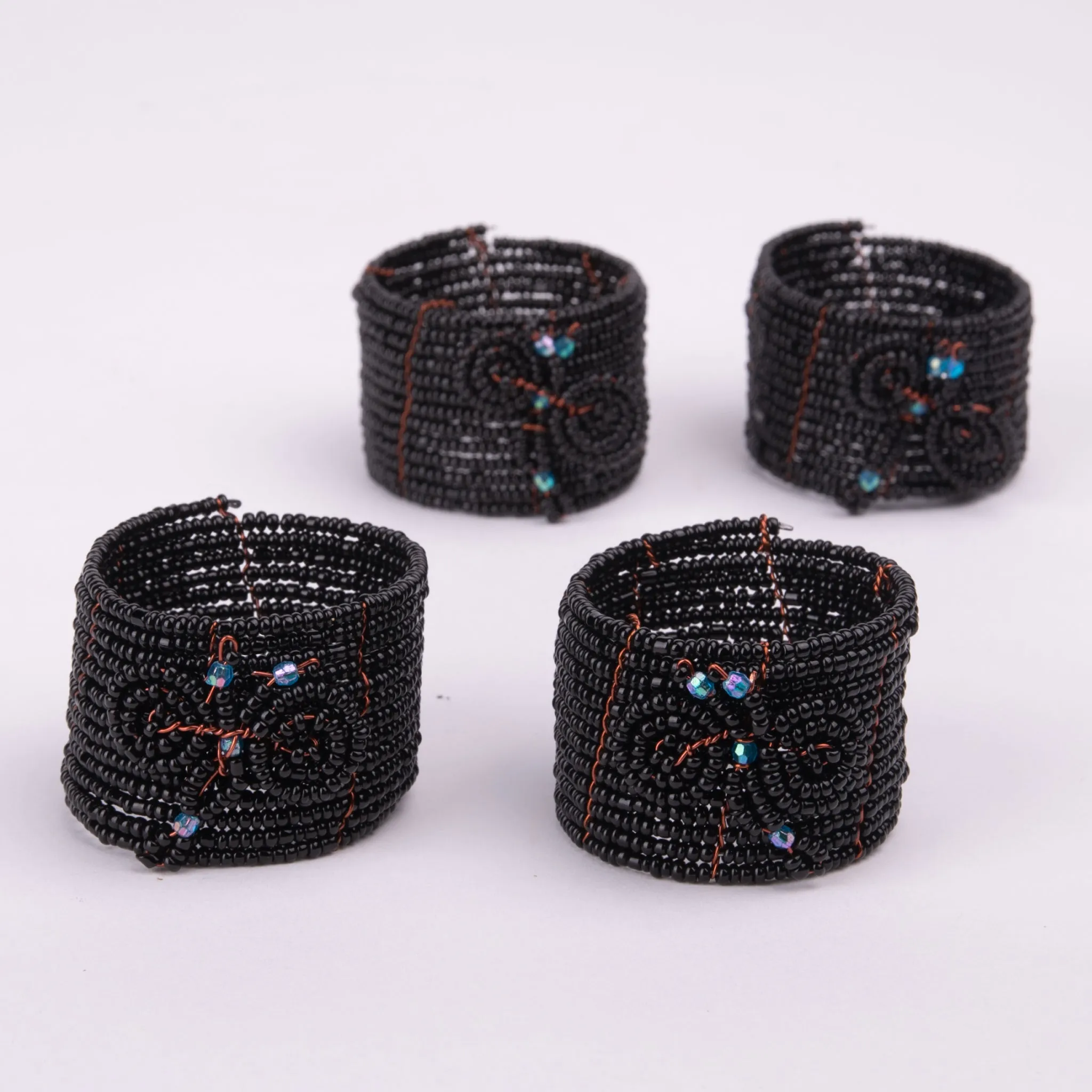 Napkin Ring Holders - Beaded Sets of 4