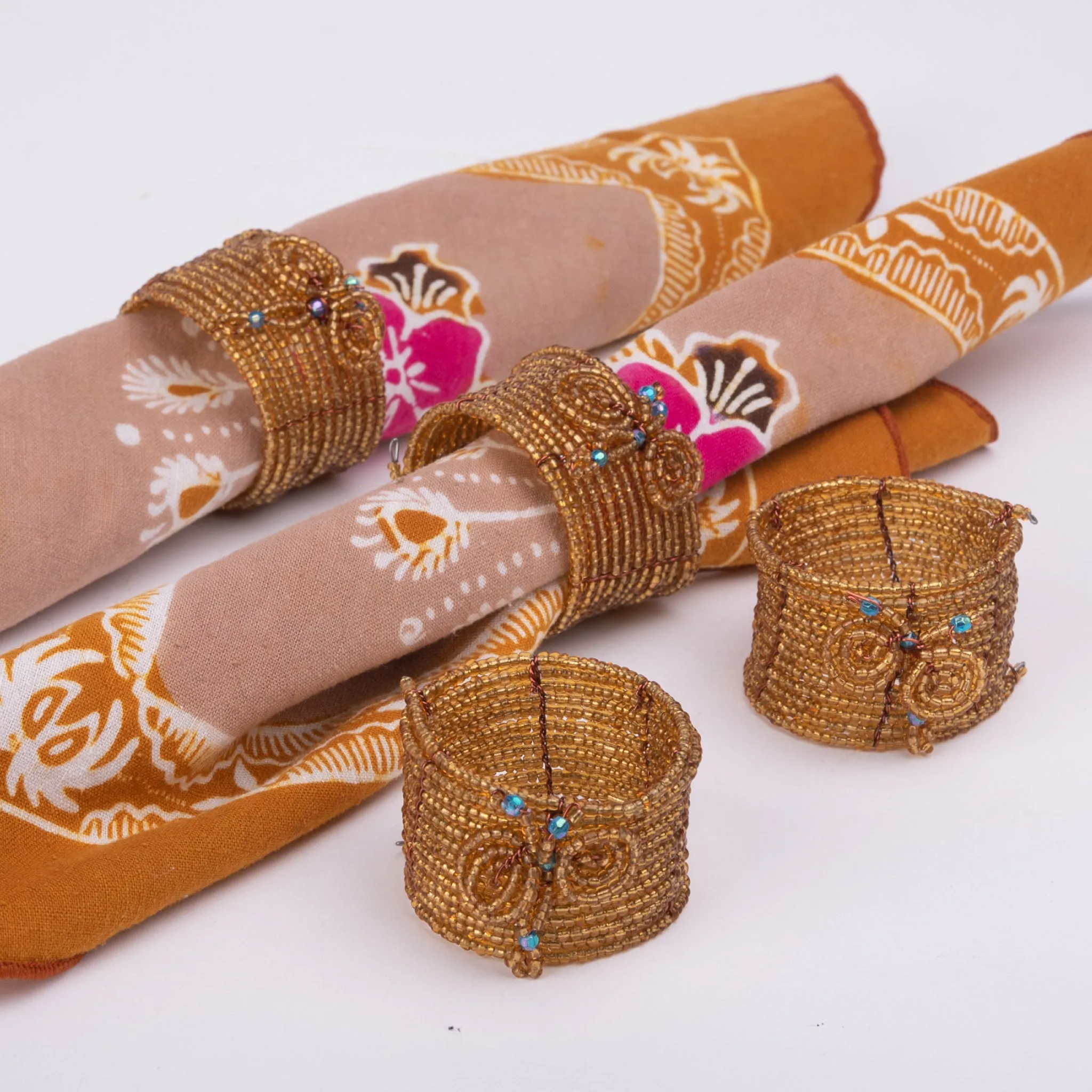 Napkin Ring Holders - Beaded Sets of 4