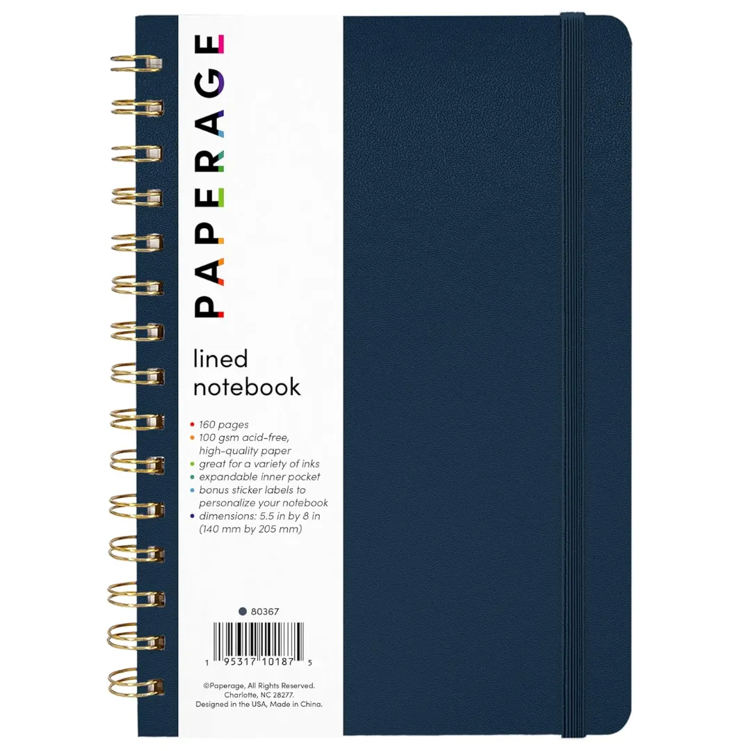 Navy Blue Spiral Bound Notebook
