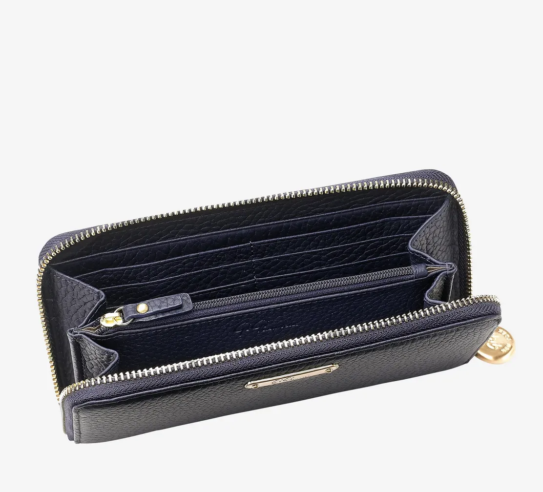 Navy Pebble Grain Leather Wallet
