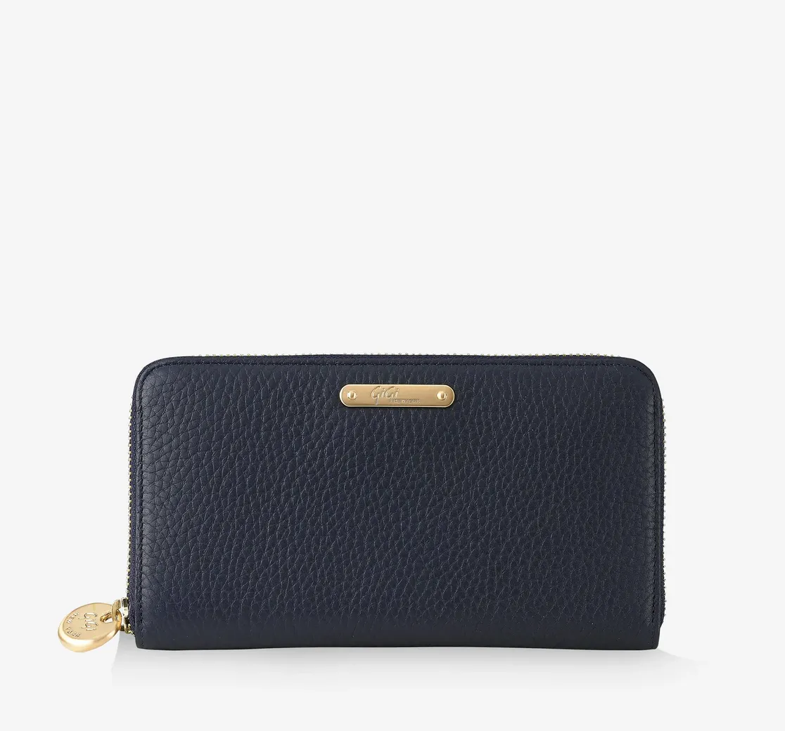 Navy Pebble Grain Leather Wallet