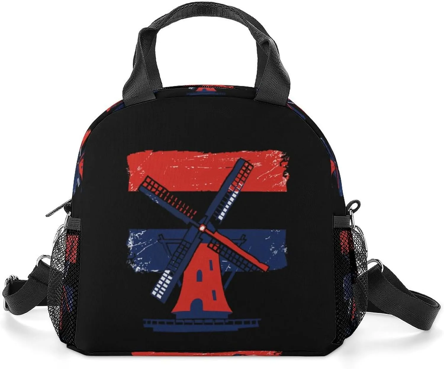 Netherlands Windmill Lunch Bag Insulated Lunch Box Lunch Tote Bag Lunch Organizer Lunch Holder Handbag for Women Men