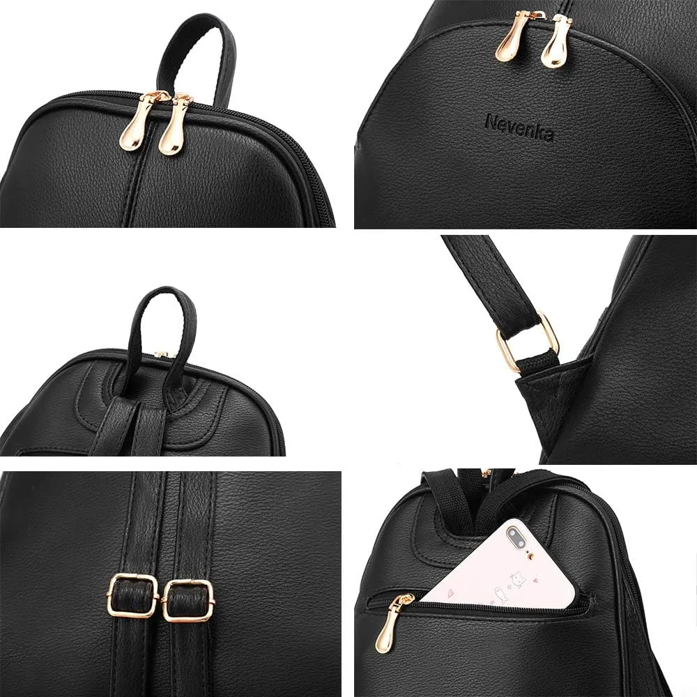 Nevenka Backpack Purse for Women Casual Shoulder Bag PU Leather Zipper Closure Adjustable Strap…