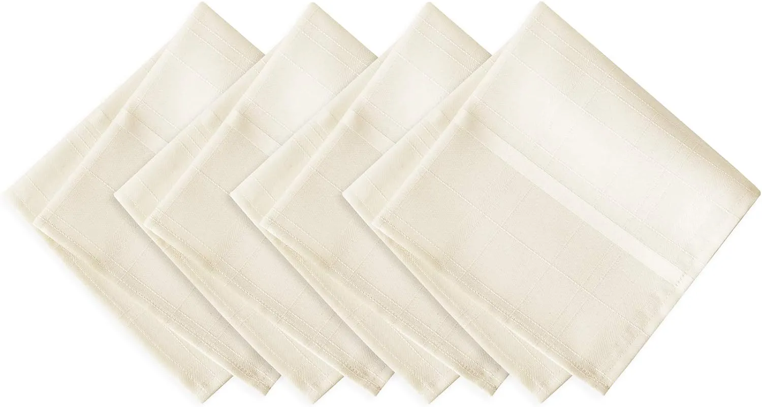 Newbridge 60 x 120 Inch Rectangle Fabric Tablecloth, Elegance Plaid, 100% Polyester, No Iron Soil Resistant Dining Room, Party and Banquet Table Cover, Solid Textured, Beige
