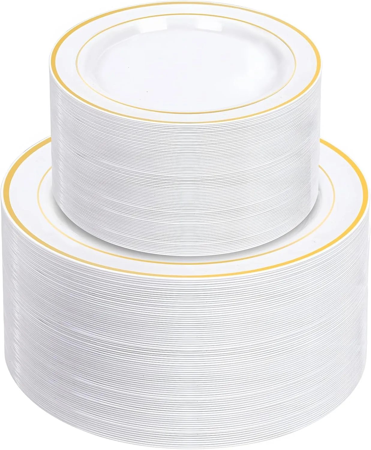 NOCCUR 200PCS Gold Plastic Plates Disposable - 100 Dinner / 100 Dessert Plates Heavy Duty - Ideal for Wedding&Party