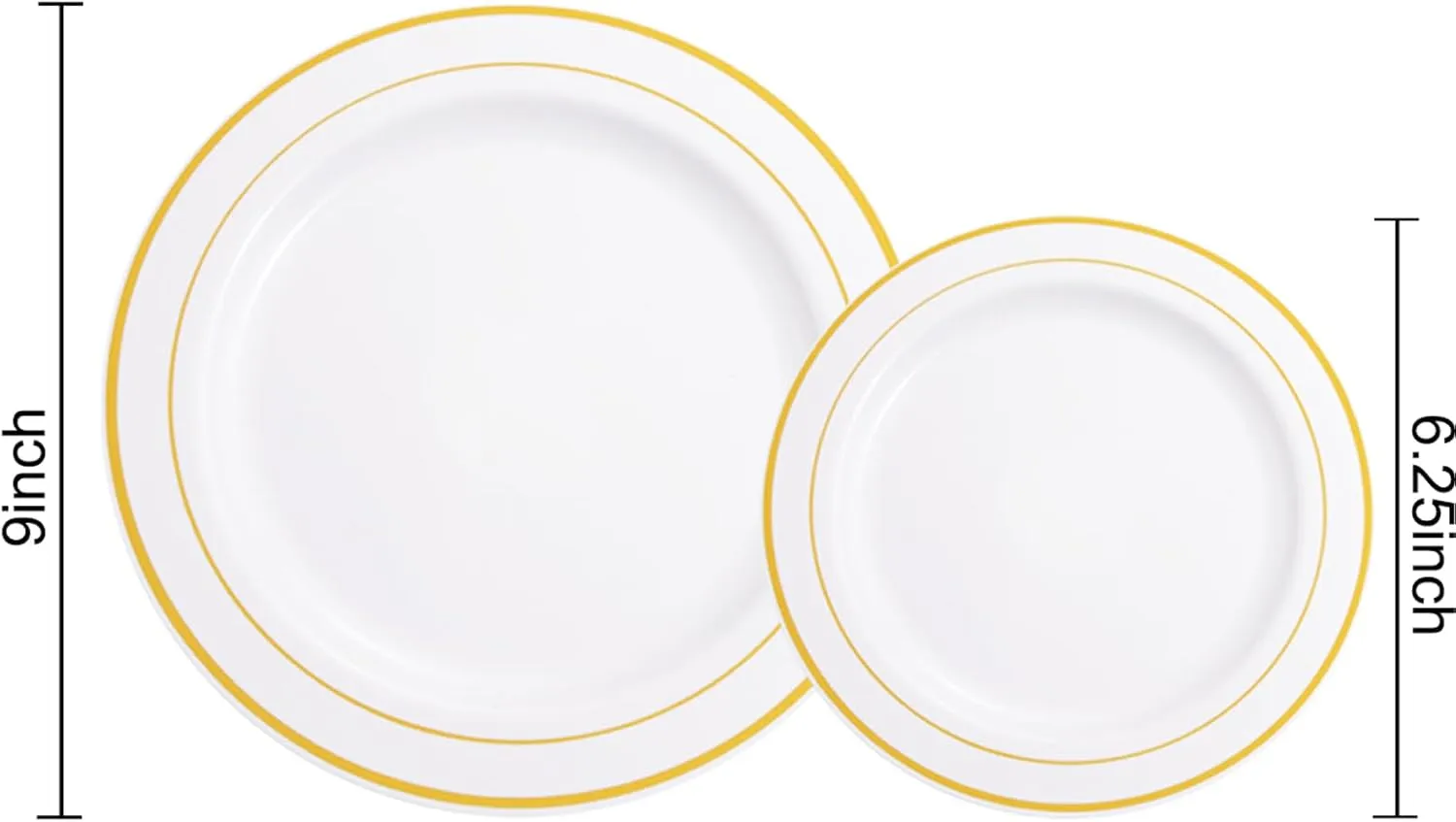 NOCCUR 200PCS Gold Plastic Plates Disposable - 100 Dinner / 100 Dessert Plates Heavy Duty - Ideal for Wedding&Party
