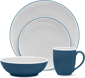 Noritake ColorTrio Blue 4-Piece Coupe Place Setting, Service for 1