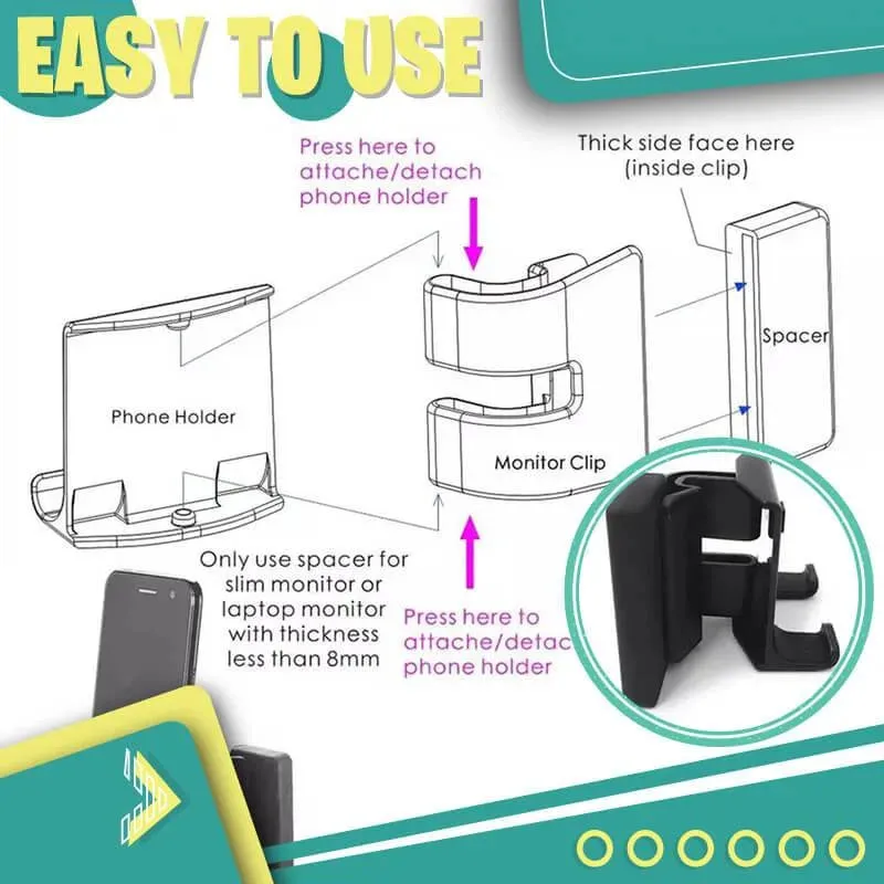 Notebook Screen Side Phone Holder Clip On Monitor For Laptop Or Desktop Monitor Creative Mobile Phone Stand For Laptop