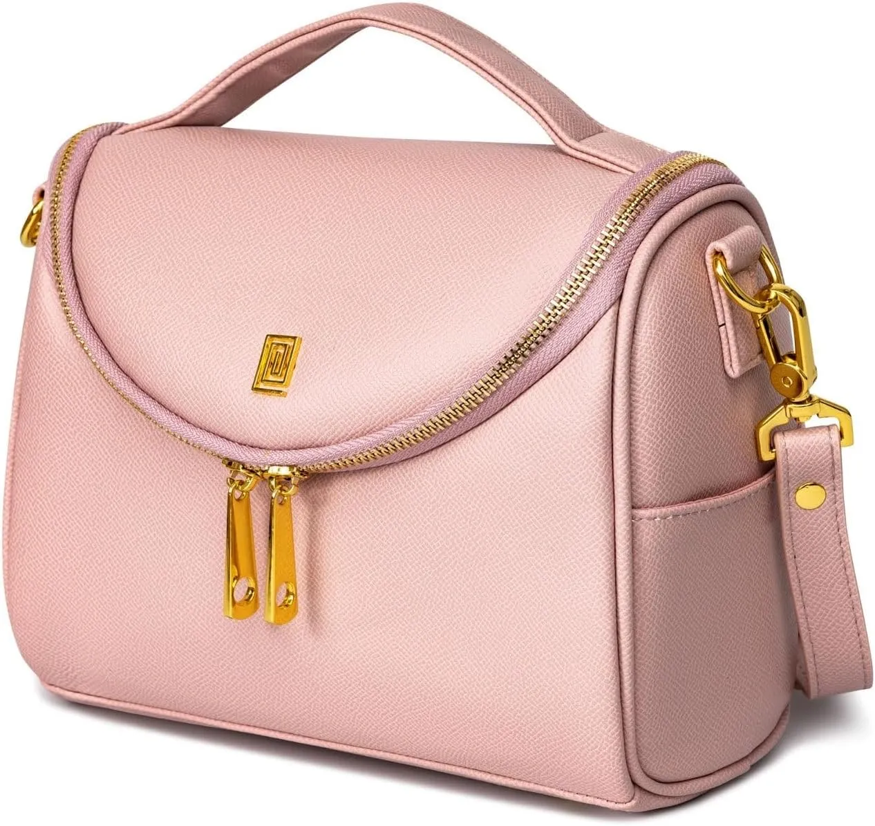 NOTIQ | Mini Lunch SAQ | High Performance Insulated Modern Crossbody Lunch Bag for Women | Cooler Lunch Box | Best Stylish Expensive Designer Lunch Bags | Chic Vegan Leather Lunch Purse (Blush Pink)