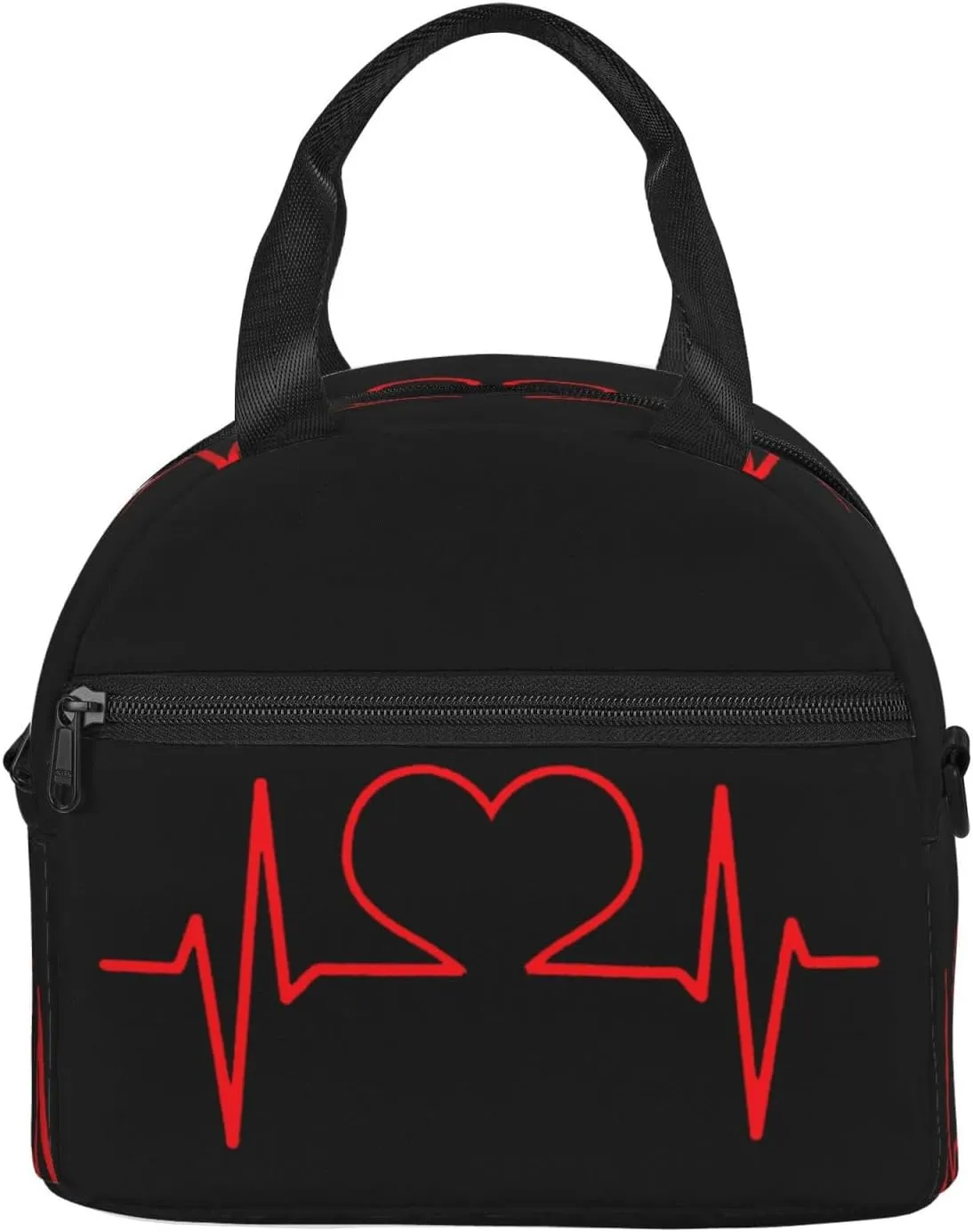 Nurse And Heart Ekg Nursing Lunch Bag Hand Tote Crossbody Insulated Lunch Bag Large Portable Lunch Box