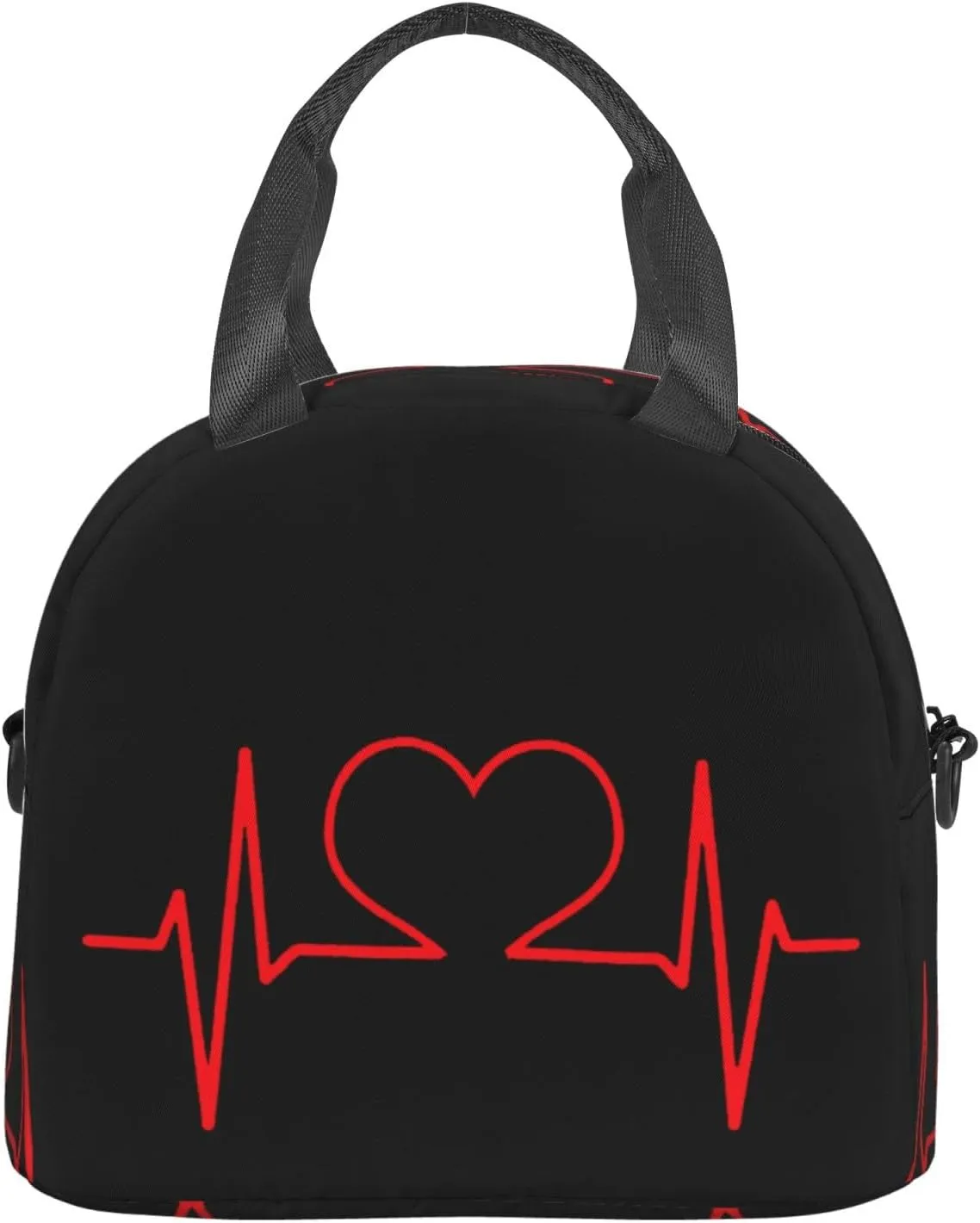 Nurse And Heart Ekg Nursing Lunch Bag Hand Tote Crossbody Insulated Lunch Bag Large Portable Lunch Box