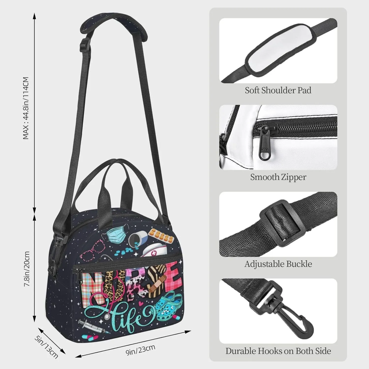 Nurse Lunch Bags Nurses Lunch Box Lunch Bag Nurse Medical Theme Hand-Held Crossbody Insulated Cute Insulated For Work Office Travel Picnic