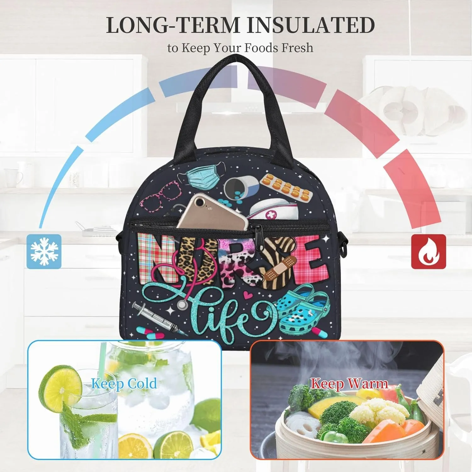 Nurse Lunch Bags Nurses Lunch Box Lunch Bag Nurse Medical Theme Hand-Held Crossbody Insulated Cute Insulated For Work Office Travel Picnic