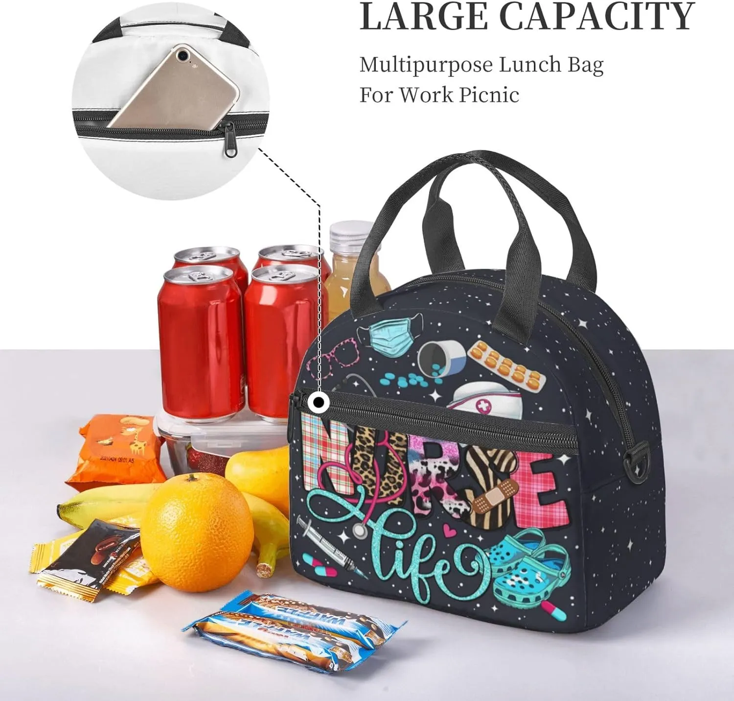 Nurse Lunch Bags Nurses Lunch Box Lunch Bag Nurse Medical Theme Hand-Held Crossbody Insulated Cute Insulated For Work Office Travel Picnic