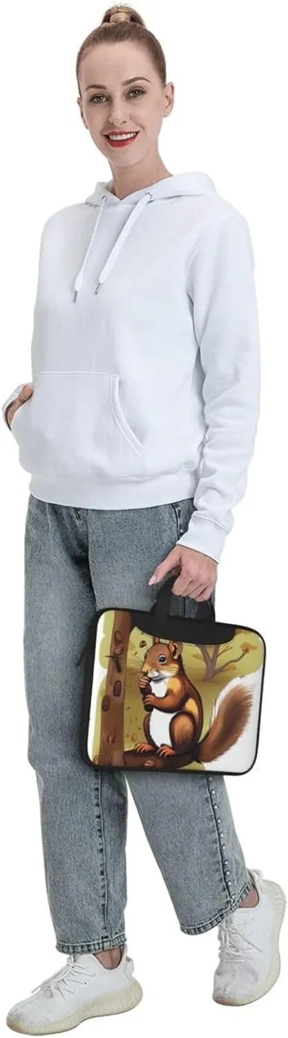 Nut-eating squirrel Laptop Shoulder Bag Portable Laptop Bag Laptop Case Crossbody Briefcase w/Strap Handle