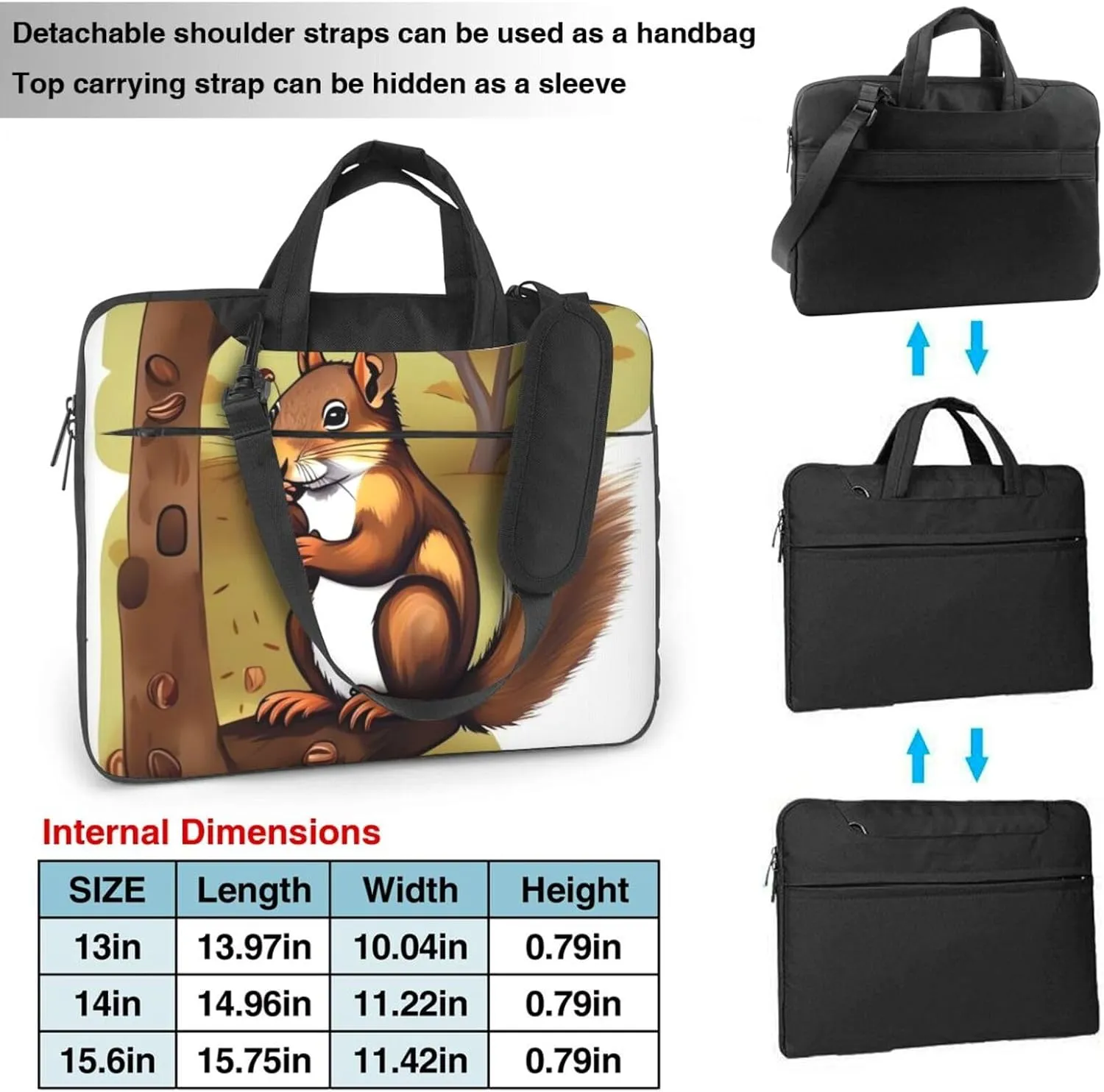 Nut-eating squirrel Laptop Shoulder Bag Portable Laptop Bag Laptop Case Crossbody Briefcase w/Strap Handle