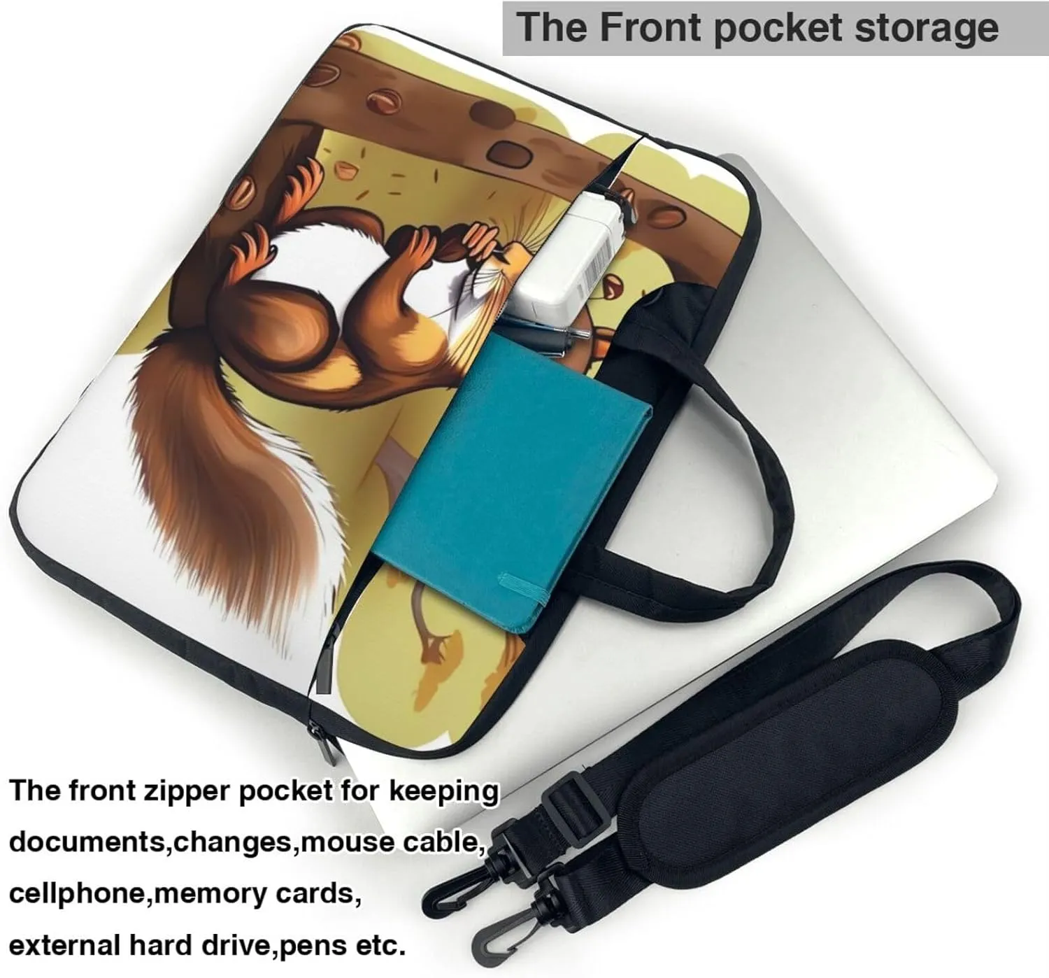 Nut-eating squirrel Laptop Shoulder Bag Portable Laptop Bag Laptop Case Crossbody Briefcase w/Strap Handle