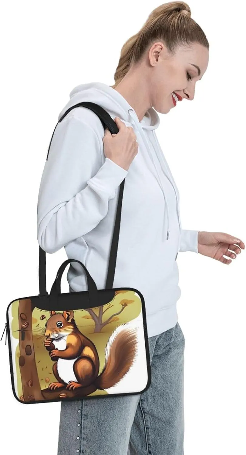Nut-eating squirrel Laptop Shoulder Bag Portable Laptop Bag Laptop Case Crossbody Briefcase w/Strap Handle