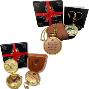 OakiWay God's Path Compass with Scripture & Navigator's Watch Compass - Unique Gifts for Baptisms, Father's Day, and Outdoor Adventurers - Faith-Based Compass Gift Bundle