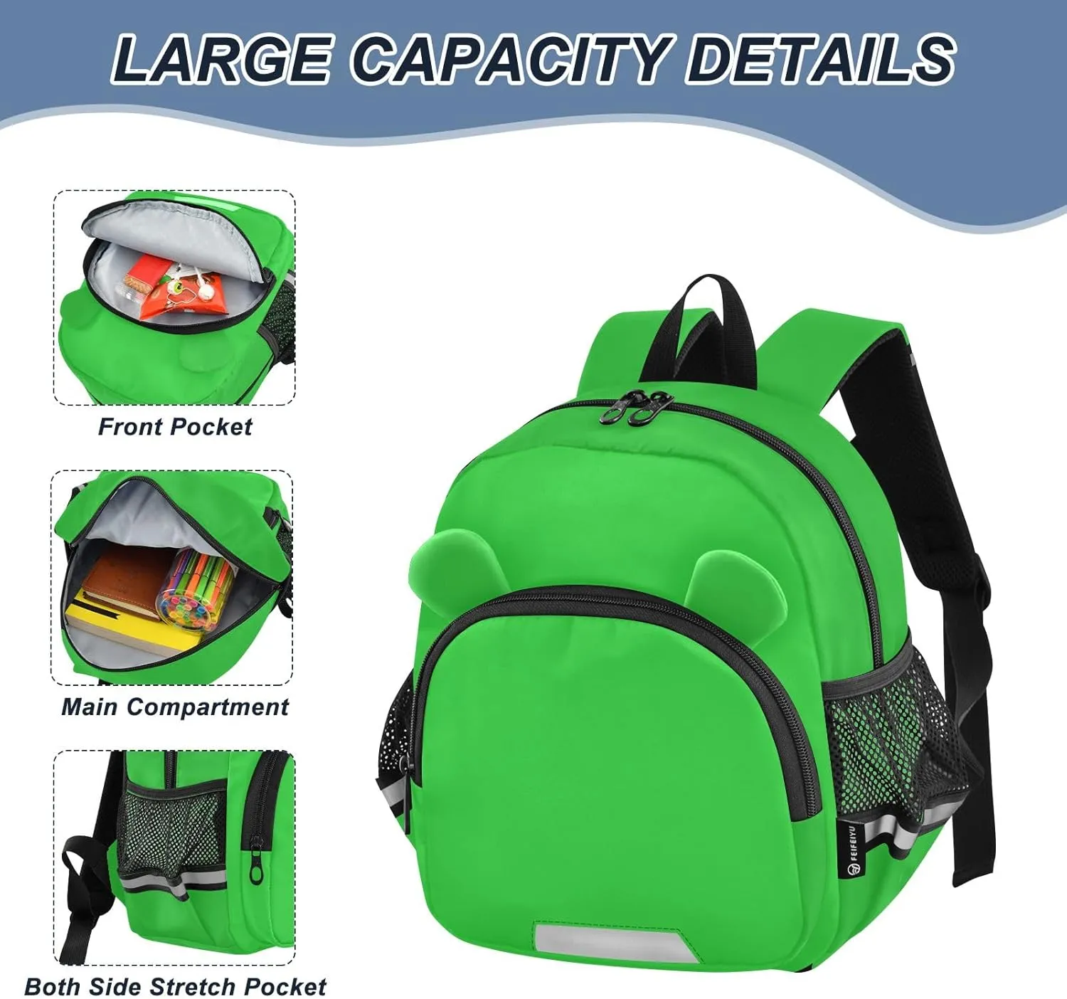 ODAWA Malachite Safety Reflective Kids Bookbag for Boys & Girls, Toddler School Backpack