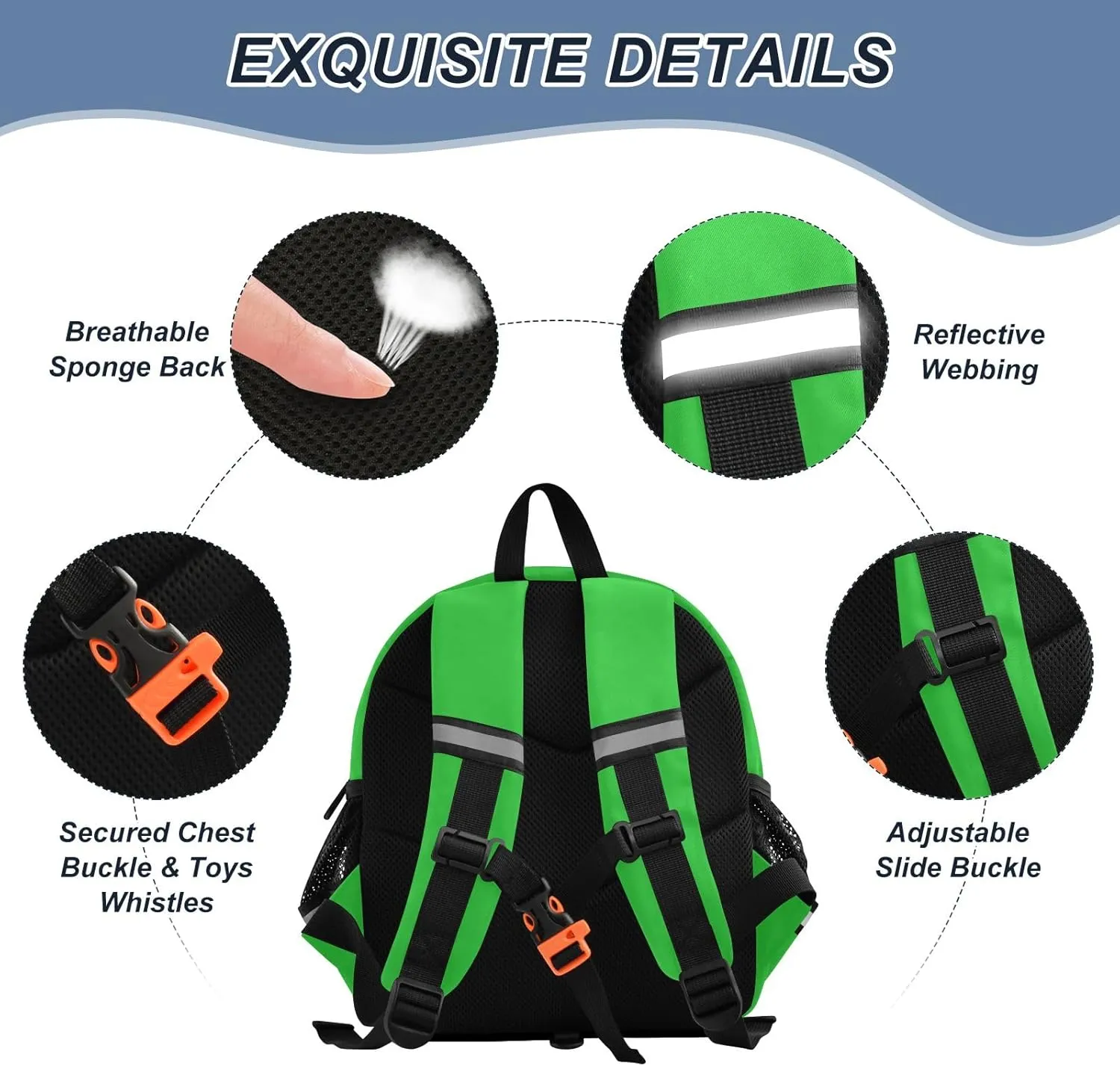 ODAWA Malachite Safety Reflective Kids Bookbag for Boys & Girls, Toddler School Backpack
