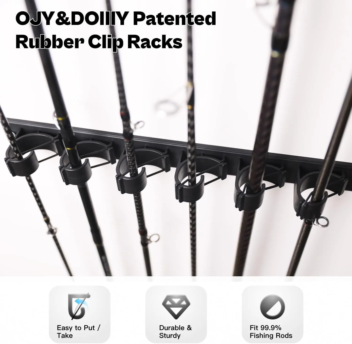 OJYDOIIIY Wall Mount Fishing Rod Holders,Vertical Fishing Pole Storage Rack for Garage 2 Packs