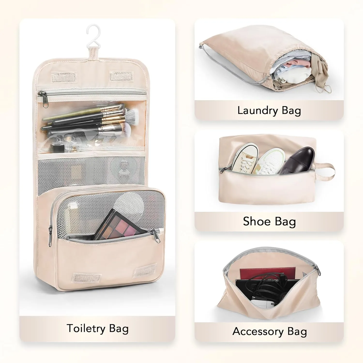 OlarHike 10 Set Compression Packing Cubes for Travel Women Mom,Luggage Clothes Storage Gifts for Travelers,Airplane/Cruise/Car/Train Travel Essentials,Compressible Expandable Saver Space Bags(Beige)