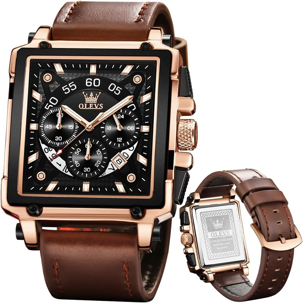 OLEVS Stylish Wrist Watch for Men,Silicone Strap Men Watches,Pro Diver Stainless Steel Chronograph Watch,Waterproof Date Dress Watch for Man,Large Face Male Watch