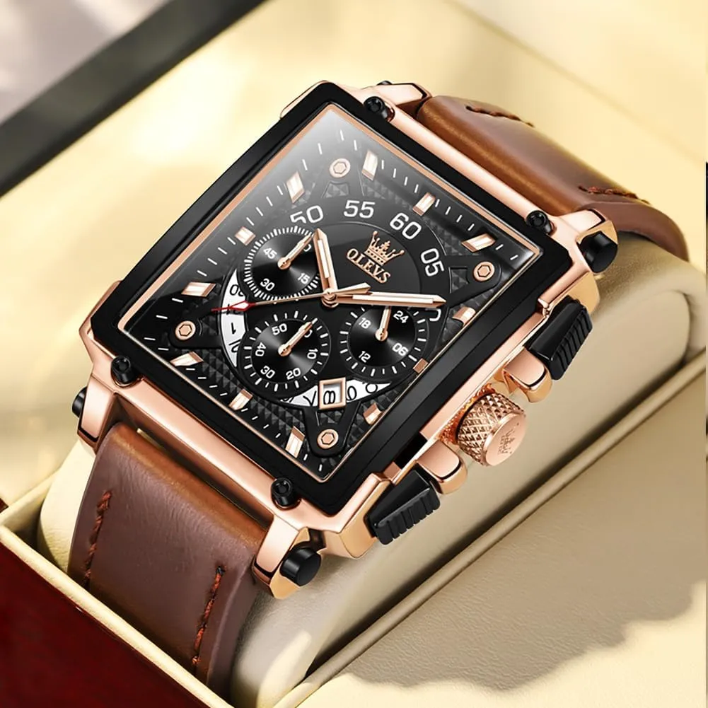 OLEVS Stylish Wrist Watch for Men,Silicone Strap Men Watches,Pro Diver Stainless Steel Chronograph Watch,Waterproof Date Dress Watch for Man,Large Face Male Watch