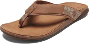 OLUKAI Tuahine Men's Waterproof Leather Sandals, Versatile Beach Flip Flops, Arch Support & Comfort Fit, Lightweight & Durable, Enhanced Grip & Traction