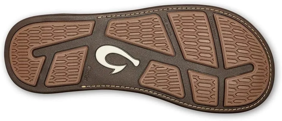 OLUKAI Tuahine Men's Waterproof Leather Sandals, Versatile Beach Flip Flops, Arch Support & Comfort Fit, Lightweight & Durable, Enhanced Grip & Traction