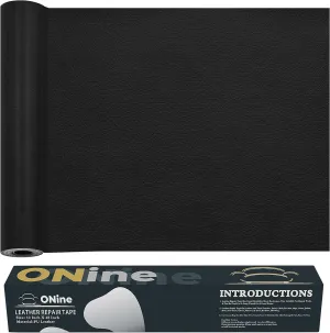 ONine Leather Repair Patch，Leather Repair Tape, 12 x 48 inches Leather Repair Patch for Furniture,Vinyl Repair Kit，Leather Couch Patch，for Sofas, Furniture, Car Seats, Office Chairs(Black)
