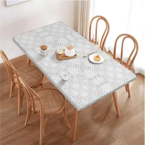 OOzie Gray Fitted Tablecloth Cover, Crocodile Leather Pattern Material Fashion Design Tablecloth Fitted Table Cloth Rectangle Table Animal Fits up 4 Foot Tables
