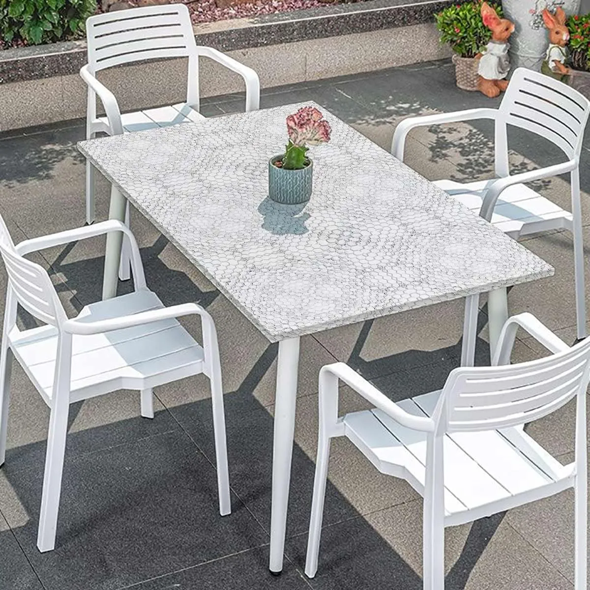 OOzie Gray Fitted Tablecloth Cover, Crocodile Leather Pattern Material Fashion Design Tablecloth Fitted Table Cloth Rectangle Table Animal Fits up 4 Foot Tables